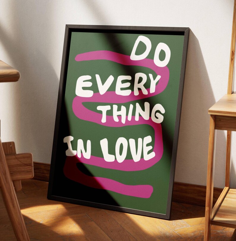 Do Everything In Love 1 Corinthians 16:14 Modern Bible Verse Art Print, Aesthetic Christian Wall Art, Retro Trendy Colorful Christian Poster