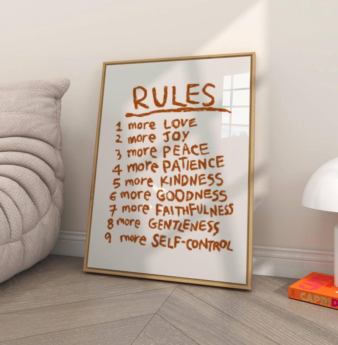 Fall Christian Wall Art Retro Rules Art Print Fruit of the Spirit ...