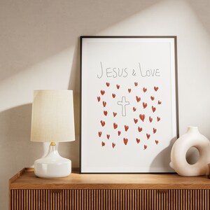 Jesus Love Aesthetic Christian Wall Art, Coquette Christian Wall Art, Modern Christian Art Print, Trendy Christian Poster, Christian Nursery