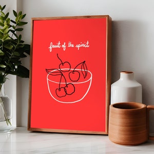 Frucht des Geistes Ästhetische christliche Wandkunst Kirsche Kokette Plakat Moderne Bibel Vers Kunstdruck Galater Bibel Kunst Christliches Mädchen Geschenk