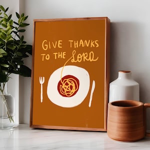 Danksagung an den Herrn Herbst Christliche Wandkunst Psalm 118: 1 Bibel-Vers-Druck Ästhetisches Thanksgiving-Dekor Herbstplakat Retro Pasta Print