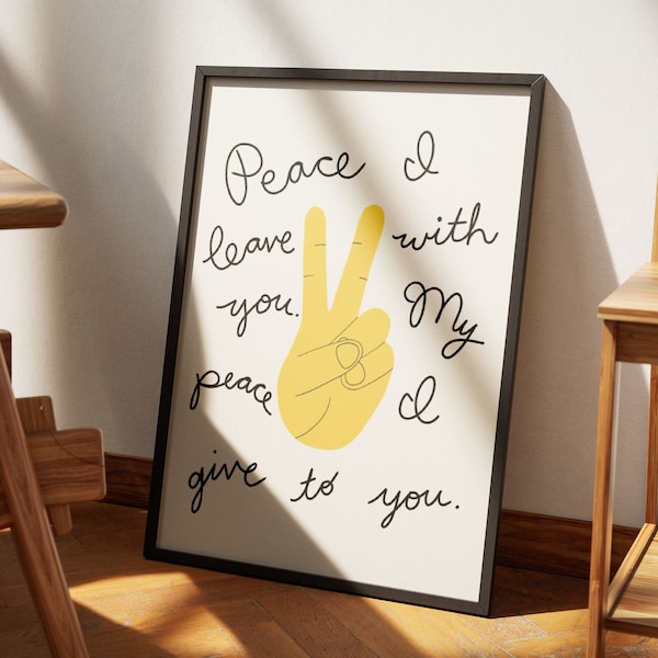 Pace che lascio con te Giovanni 14:27 Versetto della Bibbia moderna Arte della parete Estetica minimale Arte cristiana Trendy Retro Christian Stampa Segno di pace Poster