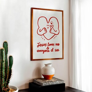 Jesus Loves Me Aesthetic Christian Wall Art, Retro Christian Wall Art, Modern Christian Art Print Trendy Christian Poster Christian Nursery