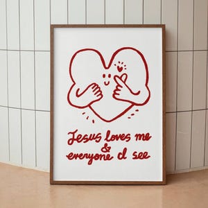 Jesus Loves Me Aesthetic Christian Wall Art, Retro Christian Wall Art, Modern Christian Art Print Trendy Christian Poster Christian Nursery