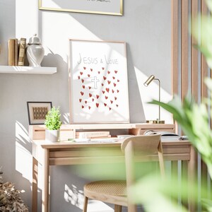 Jesus Love Aesthetic Christian Wall Art, Coquette Christian Wall Art, Modern Christian Art Print, Trendy Christian Poster, Christian Nursery