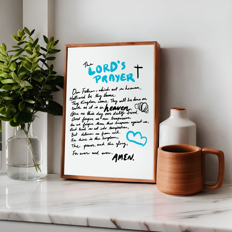 The Lord's Prayer Modern Bible Verse Wall Art, Aesthetic Christian Art ...