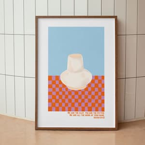 Isaías 64:8 Arte estético de la pared cristiana, impresión de arte del versículo bíblico moderno, arte de las Escrituras bíblicas, cartel cristiano retro, impresión de jarrón a cuadros