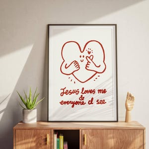 Jesus Loves Me Aesthetic Christian Wall Art, Retro Christian Wall Art, Modern Christian Art Print Trendy Christian Poster Christian Nursery