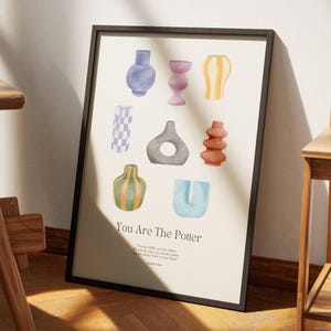 Usted es el arte de la pared cristiana estética de Potter, Isaías 64:8 Impresión del arte del versículo bíblico moderno Arte de las Escrituras bíblicas Cartel de cerámica de jarrón retro