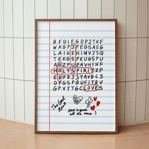 God Jesus Holy Spirit Crossword Puzzle Retro Aesthetic Christian Wall Art, Coquette Wall Art, God Is Good Art Print, Modern Christian Poster