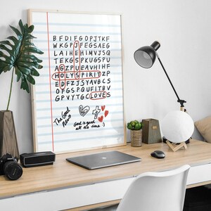 God Jesus Holy Spirit Crossword Puzzle Retro Aesthetic Christian Wall Art, Coquette Wall Art, God Is Good Art Print, Modern Christian Poster