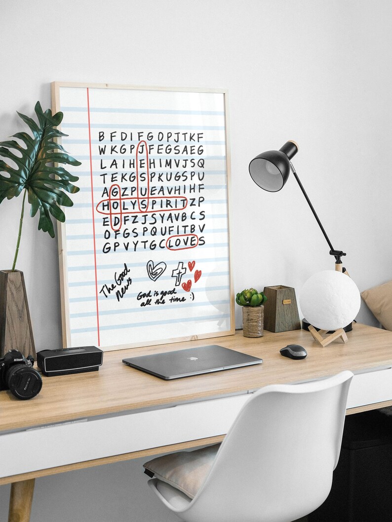 God Jesus Holy Spirit Crossword Puzzle Retro Aesthetic Christian Wall Art, Coquette Wall Art, God Is Good Art Print, Modern Christian Poster