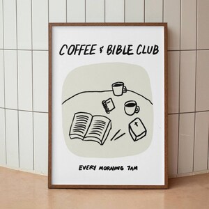 Aesthetic Christian Wall Art Coffee Bible Art Print Neutral Modern Christian Art Illustrated Retro Poster Christian Girl Faith Kitchen Decor