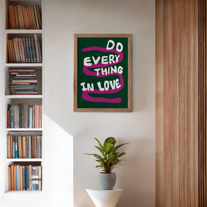Do Everything In Love 1 Corinthians 16:14 Modern Bible Verse Art Print, Aesthetic Christian Wall Art, Retro Trendy Colorful Christian Poster