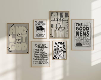Set of 6 Aesthetic Christian Wall Art Bundle Gallery Wall Neutral Modern Christian Art Prints Bible Verse Wall Art Decor Scripture Artwork