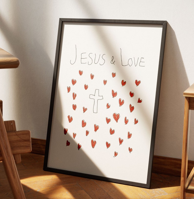 Jesus Love Aesthetic Christian Wall Art, Coquette Christian Wall Art, Modern Christian Art Print, Trendy Christian Poster, Christian Nursery