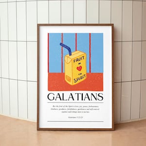 Frucht des Geistes Ästhetische christliche Wandkunst Galater Bibel Kunst Modernes christliches Retro Cocktailplakat Biblischer Druck christliches Mädchen
