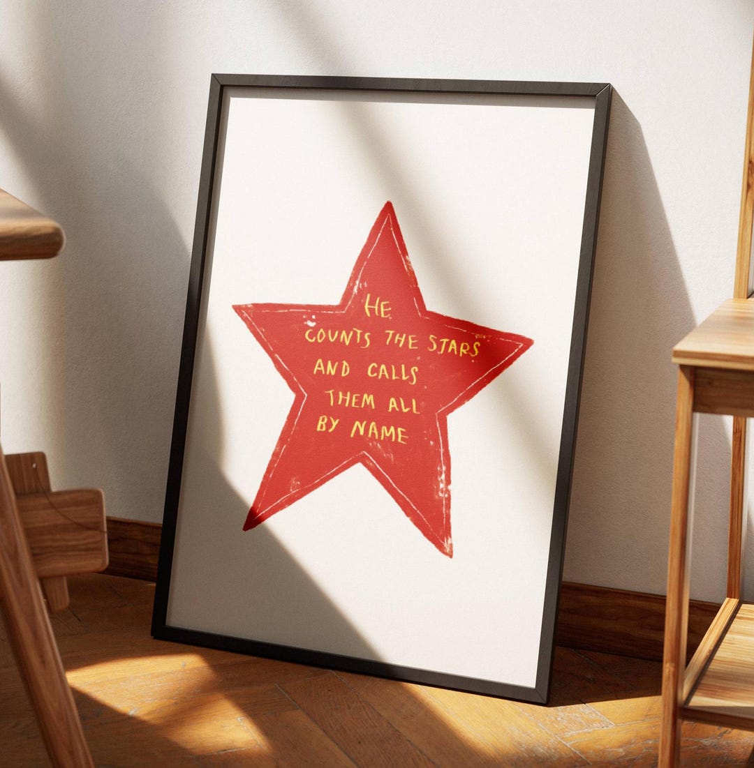 He Counts the Stars Psalm 147:4 Modern Bible Verse Wall Art, Retro ...
