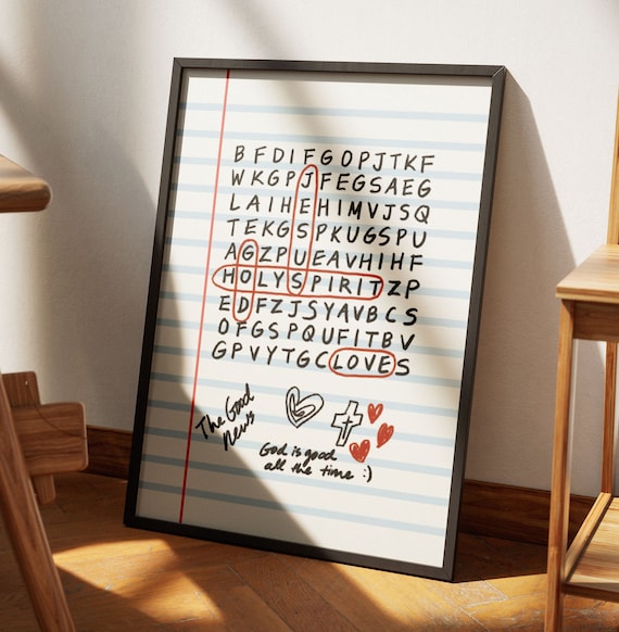 God Jesus Holy Spirit Crossword Puzzle Retro Aesthetic Christian Wall Art, Coquette Wall Art, God Is Good Art Print, Modern Christian Poster