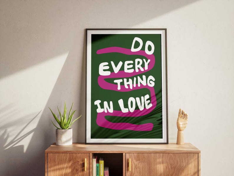 Do Everything In Love 1 Corinthians 16:14 Modern Bible Verse Art Print, Aesthetic Christian Wall Art, Retro Trendy Colorful Christian Poster