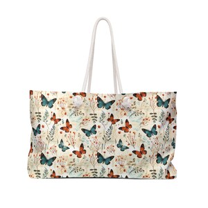 Rustikale Schmetterlings-Weekender Bag, Schmetterlings-große Einkaufstasche, süße Reisetasche, Schmetterlings-Reisetasche, süße Tragetasche, Schmetterlings-Geschenkideen