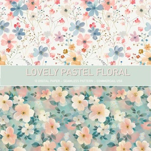 Pastel Floral Digital Paper Pack: Seamless Spring Flower Patterns ...