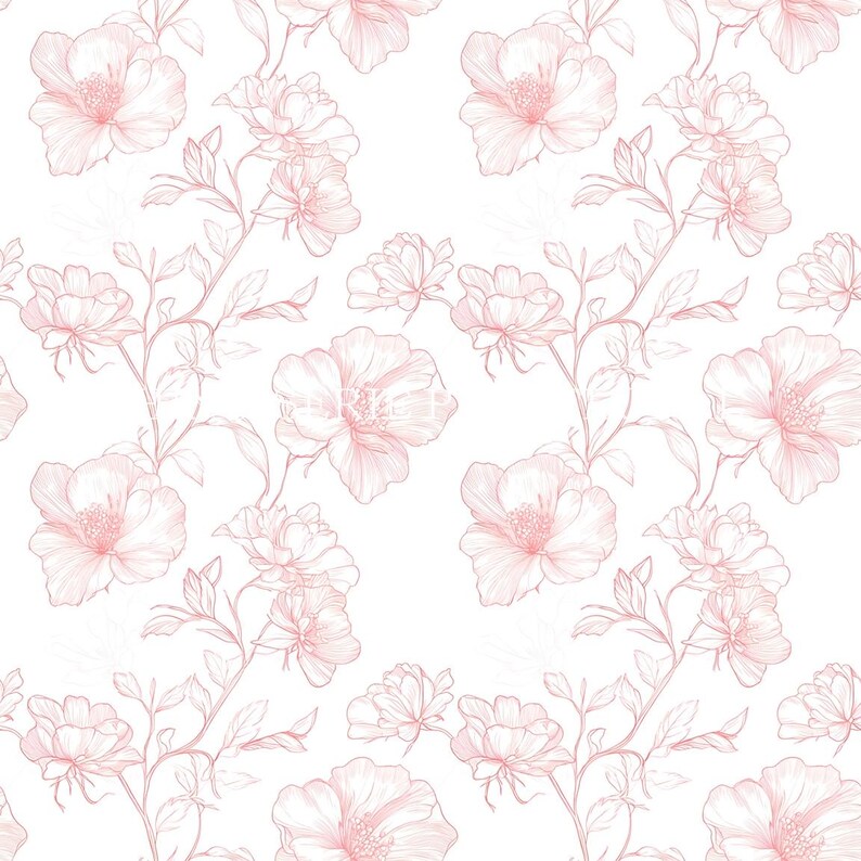 Chinoiserie Pink Floral Digital Paper: Seamless Scrapbook Patterns ...