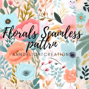 Pastello Florals senza soluzione di continuità-carta digitale-modello senza giunture-acquerello floreale-acquerello pastello