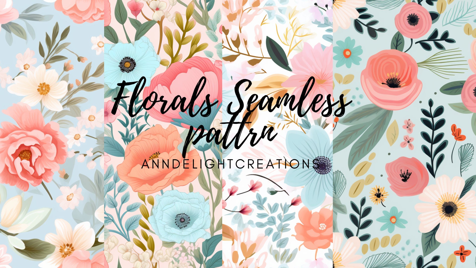 Pastel Floral Seamless Pattern: Watercolor Flower Designs (digital ...