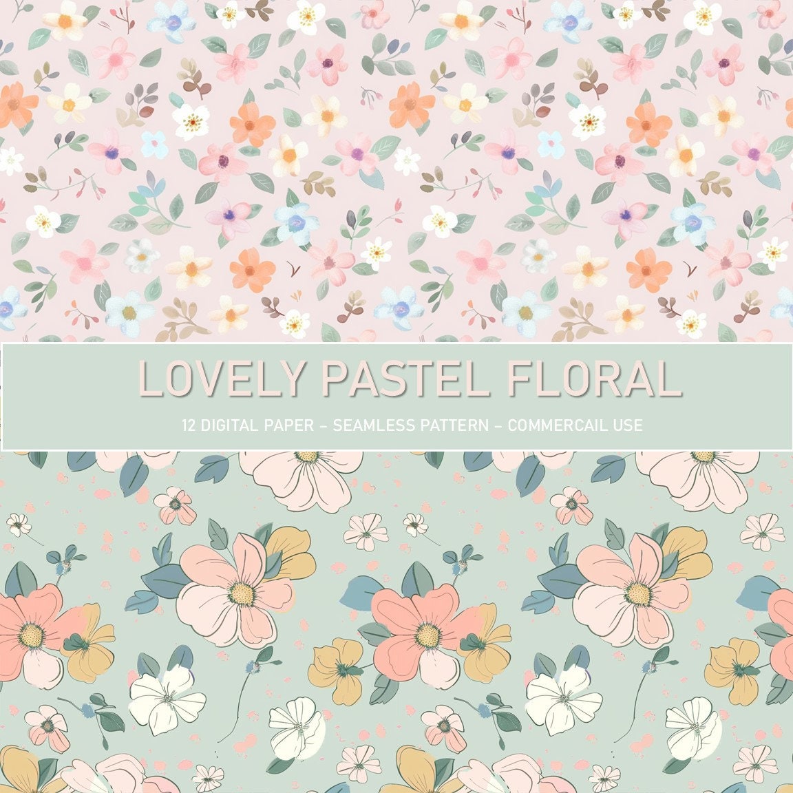Pastel Floral Digital Paper Pack: Seamless Spring Flower Patterns ...