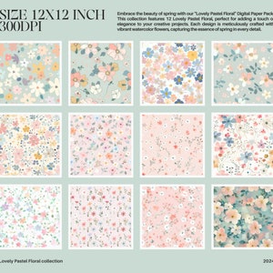 Pastel Floral Digital Paper Pack: Seamless Spring Flower Patterns ...