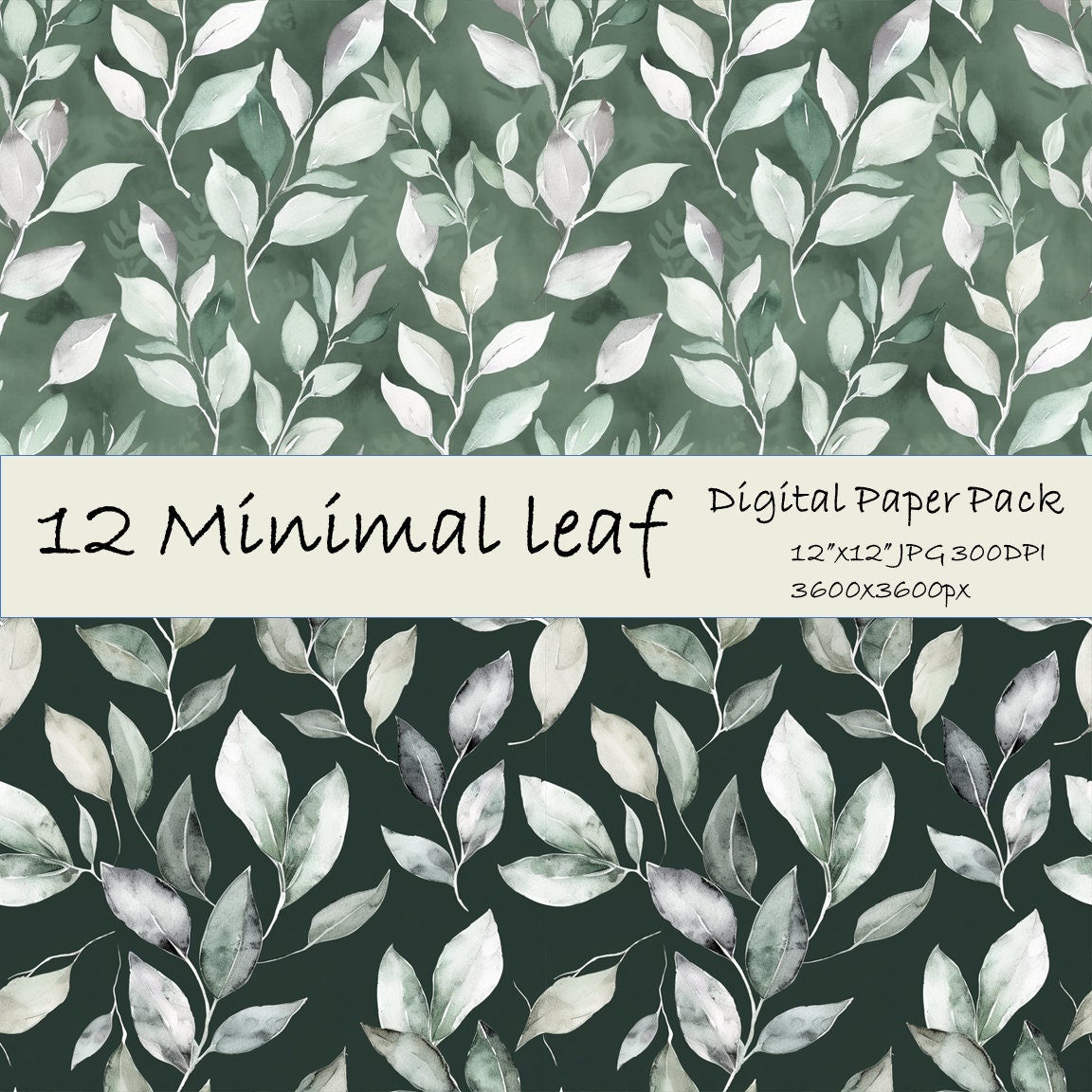 MINIMAL LEAF Digital Paper Digital Paper Pack 12 Jpegs/12png Instant ...