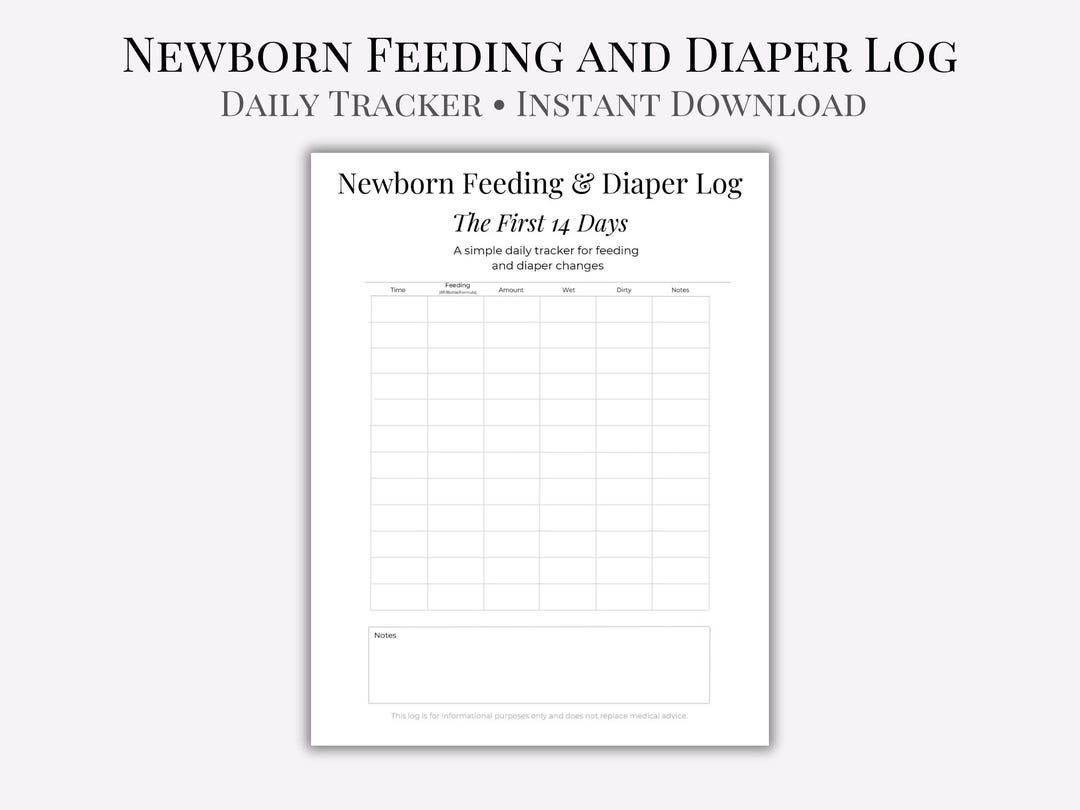 Sample Diaper Log Newborn Feeding & Diaper Log | Daily Baby Tracker Printable - Etsy