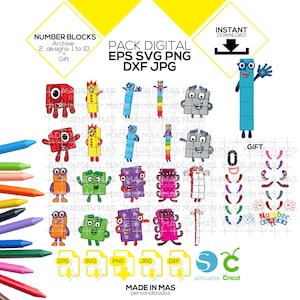 Number blocks, digital pack, eps svg png dxf jpg, number blocks clipart pack, kids, number blocks, birthday, children, dowloand