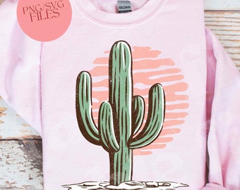 Western Cactus Design, Sublimation Graphic (SVG, PNG, JPG)