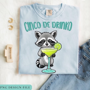 Raton laveur PNG Cinco De Drinko Png, Cinco De Mayo Png, Vacances mexicaines, Voyage au Mexique Png, Fiesta mexicaine Png, Sublimation de fichier sauvage png