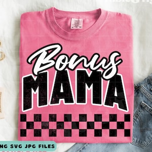 Bonus moeder PNG SVG, stiefmoeder png, Moederdag png, retro png, jaren 90 png svg ontwerpbestand zomer png svg jpg-bestanden voor sublimatie, geruit