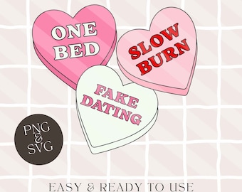 SVG i PNG Romance Tropes, Valentine’s Bookish png, Book Tropes svg, Slow Burn, Bookish Vday Shirt, Booktok Merch, Book Lover svg png