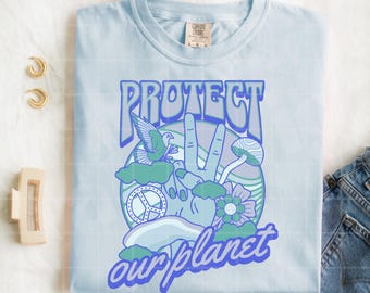 Protect Our Planet PNG JPG, Retro 70s Design (Digital Download)