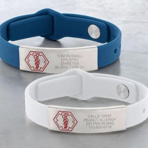 Stainless Steel Sleek Pro Medical ID Bracelet - Adjustable Silicone Band, Custom Engraving, Unisex, Nickel Free, perfect for on the go!