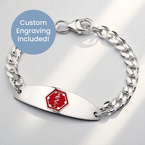 Personalized Medical Alert Bracelet - Stylish Safety for Her and Him, Medical ID Bracelet, Men&#39;s Medical Jewelry, Custom Engraved Medical ID