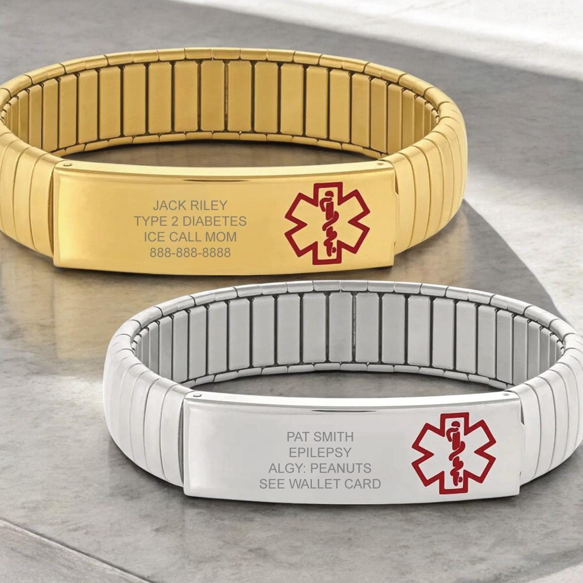 Custom Medical Alert Bracelet: Stainless Steel Expansion Band,…