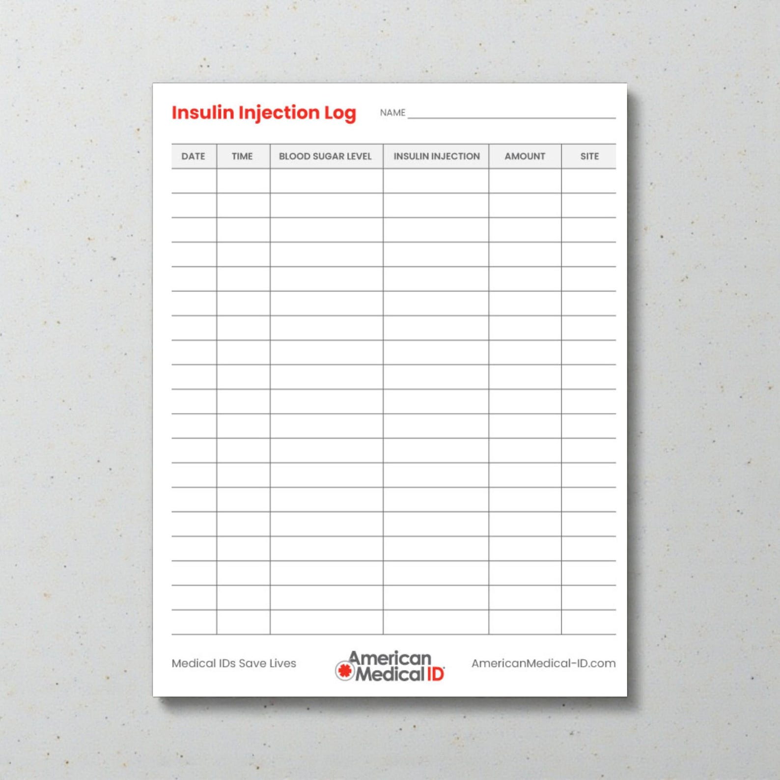Blood Sugar & Insulin Injection Log | Diabetes Medication Tracker ...