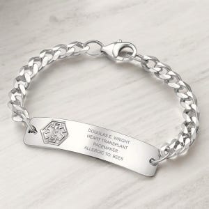 Personalized Medical Alert Bracelet - Stylish Safety for Her and Him, Medical Id Bracelet, Men&#39;s Medical Jewelry, Custom Engraved Medical ID