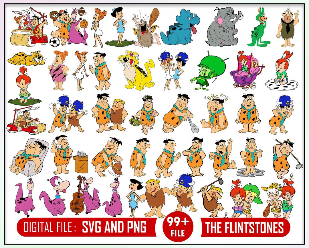 Flintstones Svg Bundle, Svg Pack, Layered Svg, PNG, PDF, EPS, Files for