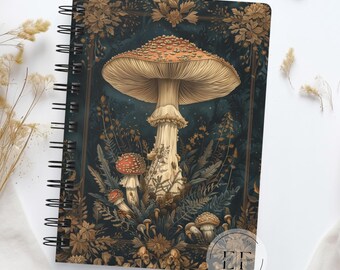 Mushroom Spiral Journal, Fungi Notebook, Cottagecore Forest, Gift for Mushroom Lover, forager Diary, Witchy Junk, Enchanted Forest Journal