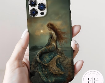Mermaid iPhone Case, Whimsigoth Sea Goddess Tough Case for iPhone 17 16 15 14 13 12 Pro Max Air Plus, Magsafe, Slim, Moody Gothic Medieval