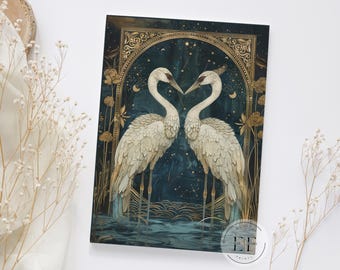 Gemini Journal, Personalized Honeymoon Notebook, Gemini Gift, Fantasy Fairytale Diary, Heron Watercolor Book, Custom Lover Hardcover Journal