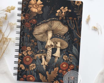 Mushroom Spiral Journal, Fungi Notebook, Cottagecore Forest, Gift for Mushroom Lover, forager Diary, Witchy Junk, Enchanted Forest Journal
