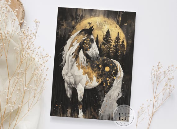 Boho Horse Journal, Personalized Full Moon Horse Notebook, Cowgirl Horse Gift, Mystical Native American Heritage, Custom Hardcover Journal